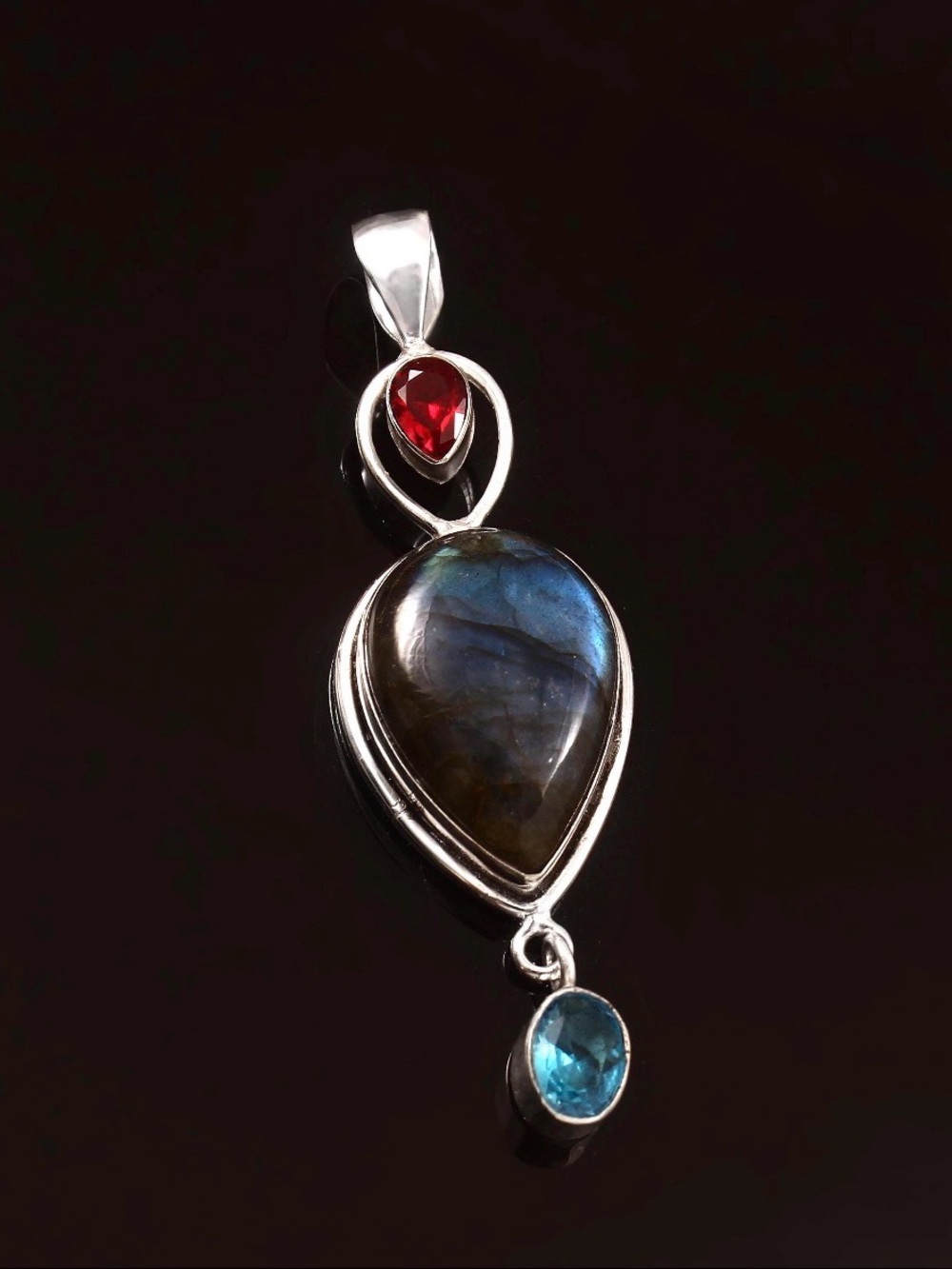 Gorgeous Mystic Labradorite 925 Sterling Silver Pendant